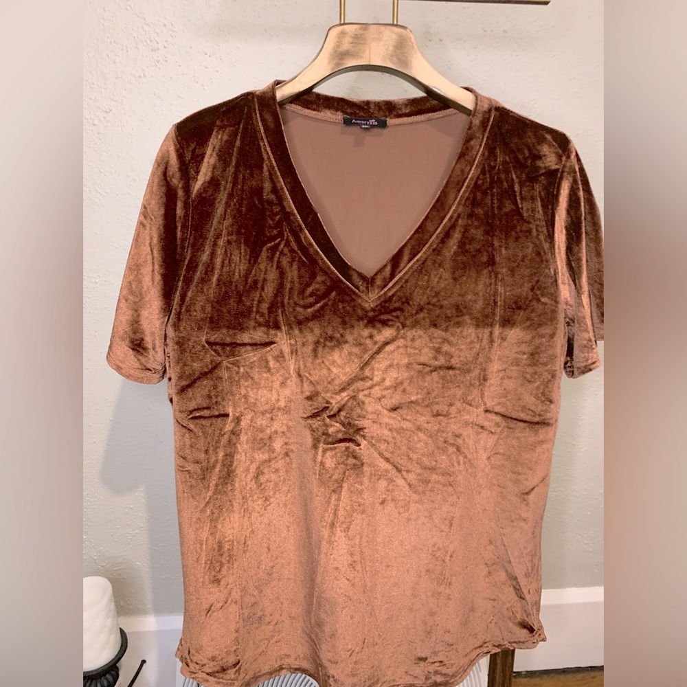 Amaryllis Brown Velvet short sleeved top size 2XL